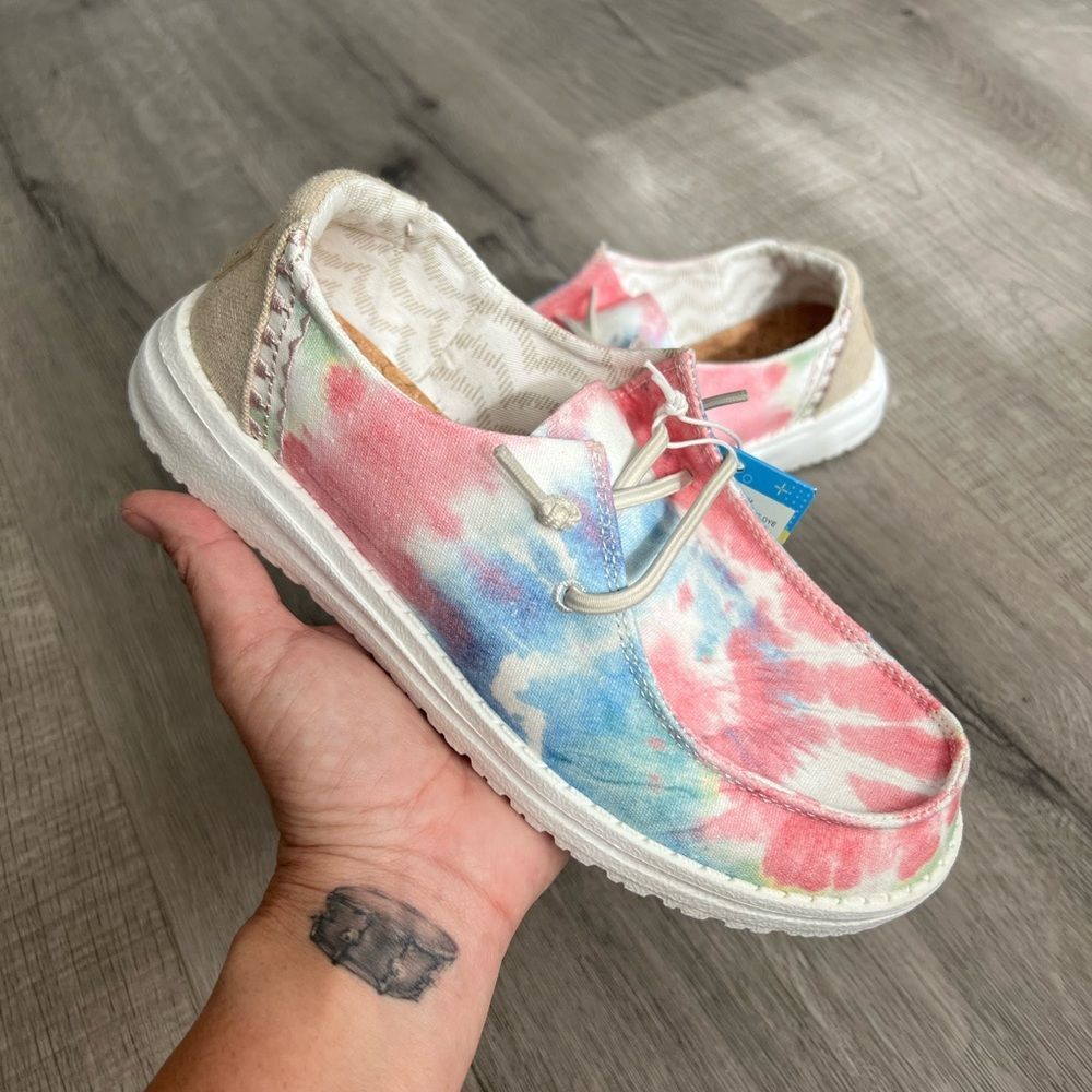 Hey Dude Dudes-Wendy Youth-Boho Mandala Tie Dye-Blue/Pink-Youth 5 Women’s 6